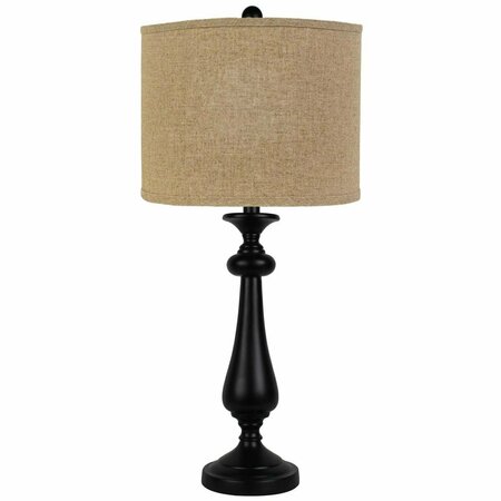HOMEROOTS Black Table Lamp with Linen Shade 380153